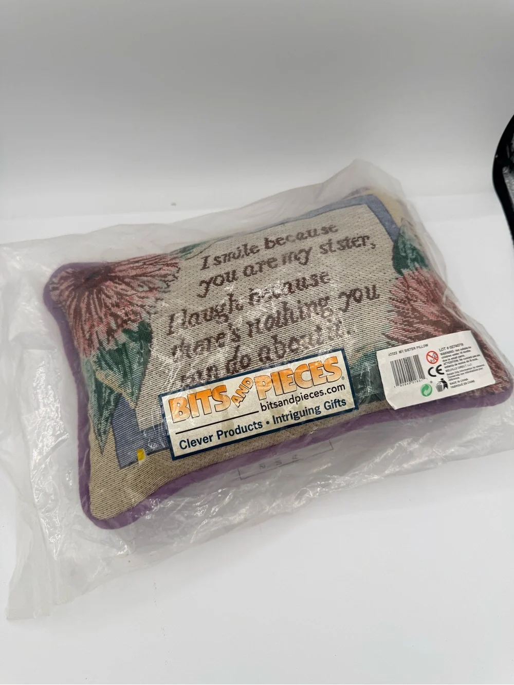 Bits and Pieces My Sister Tapestry Floral Sister Quote Pillow 14x10 Rectangle